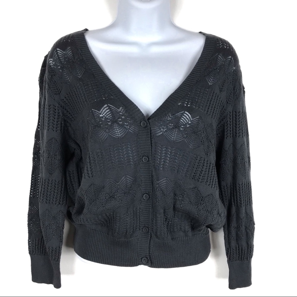 Sonoma Dark Gray Knit Button Front Cardigan